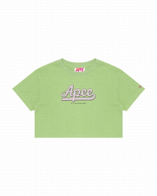 Camiseta Bape Estampados cropped Mujer Verdes | 209347-UIH