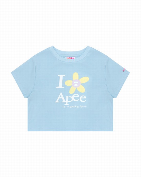 Camiseta Bape Flower cropped Mujer Azules | 154836-NYU