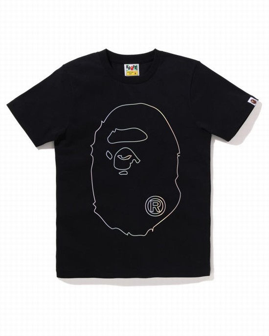 Camiseta Bape Hologram Big Ape Head Mujer Negros | 723851-ZSR