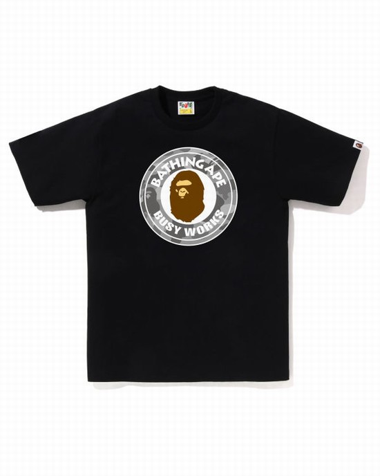 Camiseta Bape Honeycomb Camo Busy Works Hombre Negros | 536129-EGD