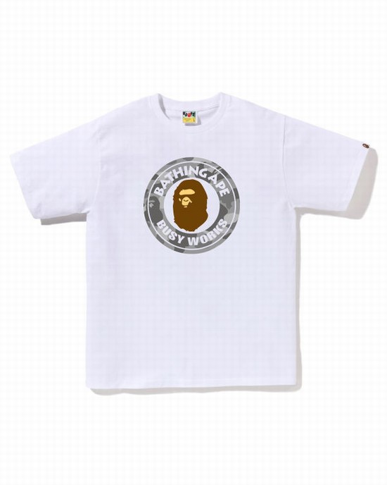 Camiseta Bape Honeycomb Camo Busy Works Hombre Blancos | 642813-MST