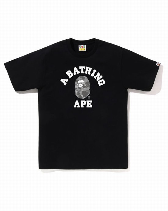 Camiseta Bape Honeycomb Camo College Hombre Negros | 704125-YVC