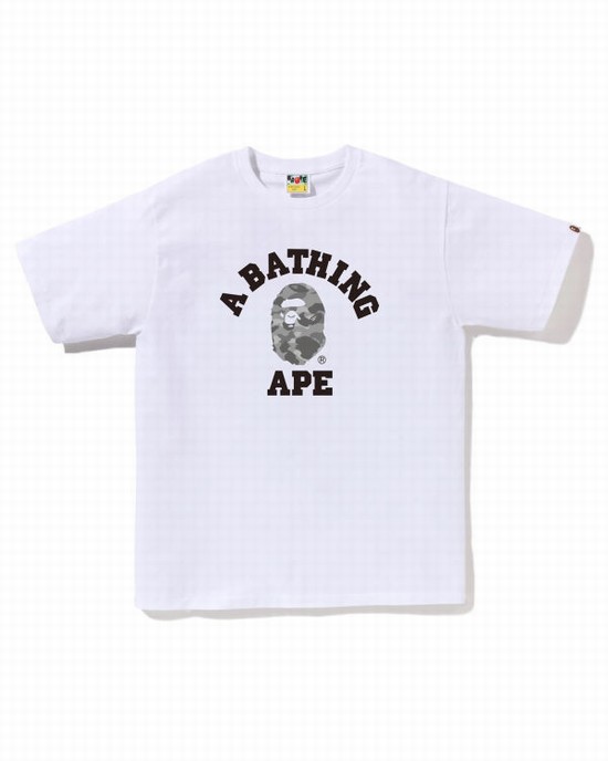 Camiseta Bape Honeycomb Camo College Hombre Blancos | 856920-POE