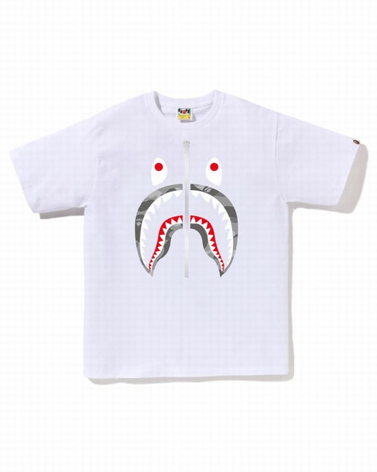 Camiseta Bape Honeycomb Camo Shark Hombre Blancos | 287561-PLT