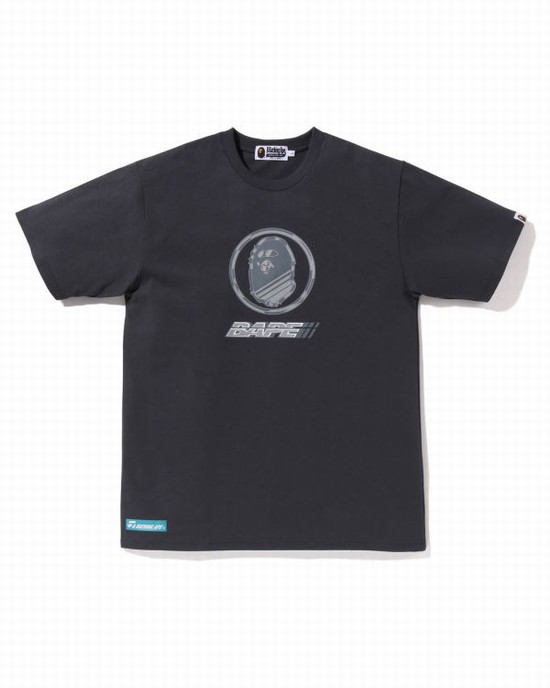 Camiseta Bape Logo Hombre Grises Oscuro | 429031-MPF