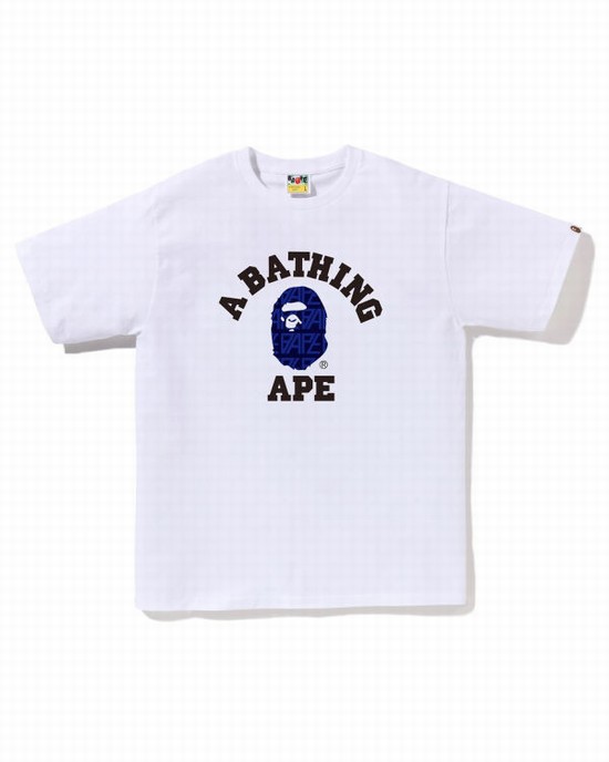 Camiseta Bape Logo Monogram College Hombre Blancos | 063287-TGL