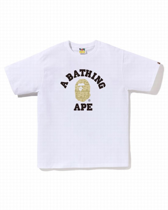 Camiseta Bape Logo Monogram College Hombre Blancos | 267590-KFN