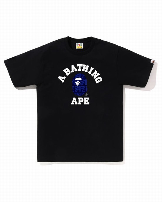 Camiseta Bape Logo Monogram College Hombre Negros | 423685-ZVT