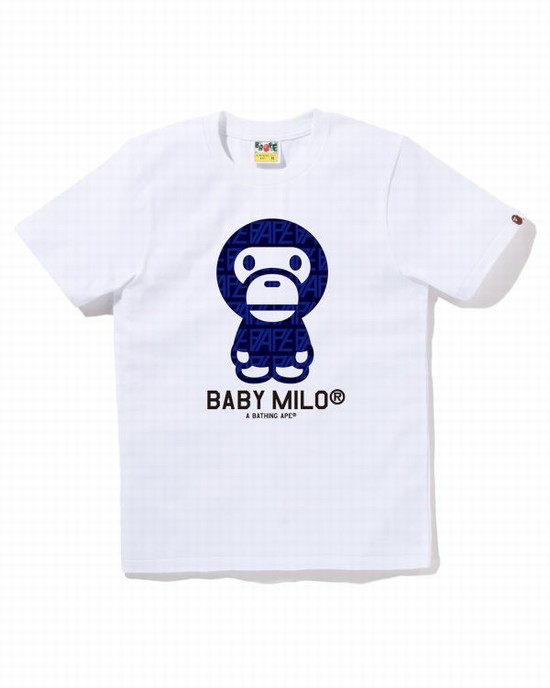 Camiseta Bape Logo Monogram Milo Mujer Blancos | 807529-NKI