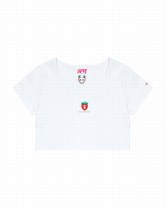 Camiseta Bape Logo berry Mujer Blancos | 036182-BFK