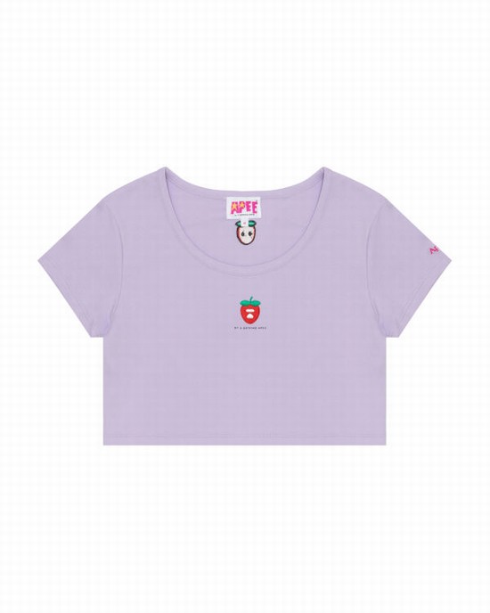 Camiseta Bape Logo berry Mujer Morados | 470813-EPG