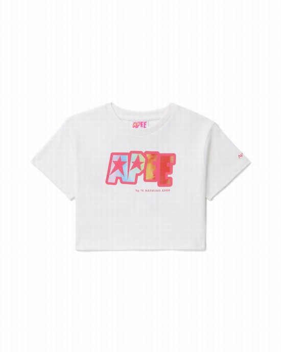 Camiseta Bape Logo printed crop Mujer Blancos | 164287-KZI