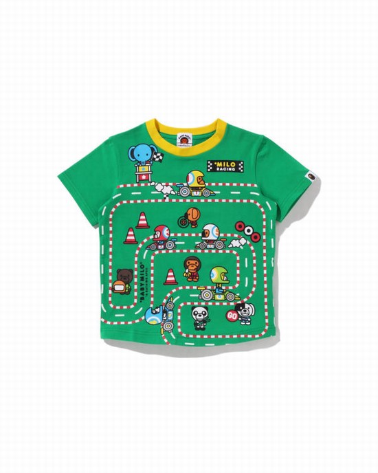 Camiseta Bape Milo Carreras Big Panel Niños Turquesa | 829674-SQY