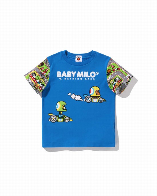 Camiseta Bape Milo Carreras Friends Niños Azules | 641087-UOJ