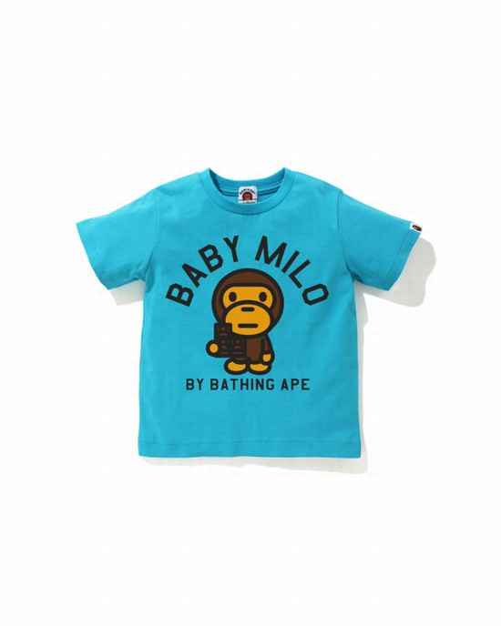 Camiseta Bape Milo Chocolate Niños Azules | 430681-HVE