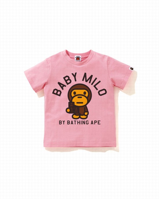 Camiseta Bape Milo Chocolate Niños Rosas | 479605-YCA