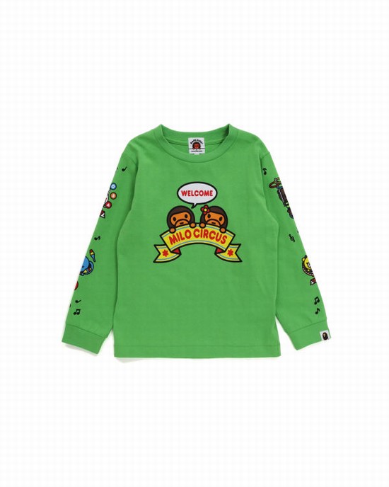 Camiseta Bape Milo Circus L/S Niños Verdes | 139765-CKJ