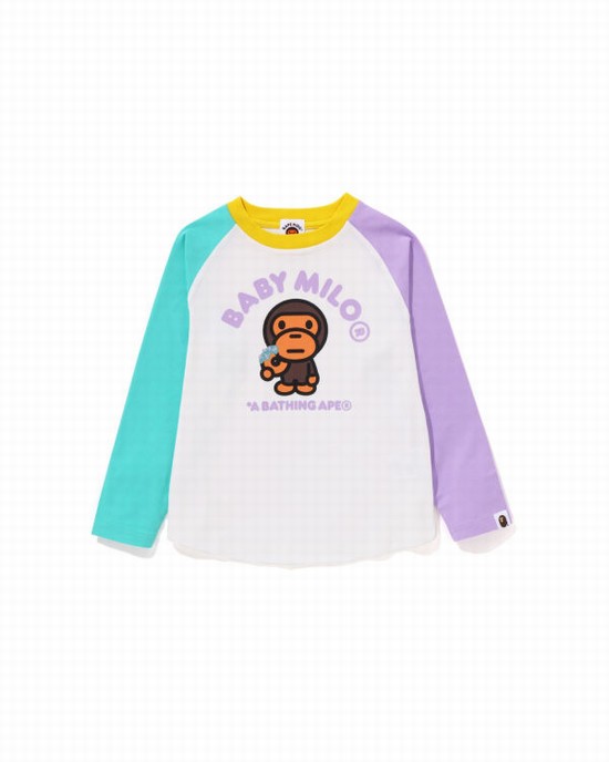 Camiseta Bape Milo Donuts Raglan L/S Niños Blancos | 475619-DFC