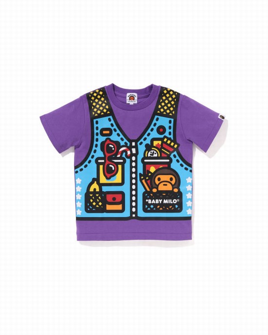 Camiseta Bape Milo Fishing Print Niños Morados | 210386-NBH