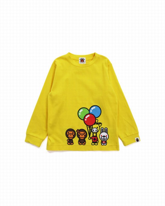 Camiseta Bape Milo & Friends L/S Niños Amarillos | 748095-YAR