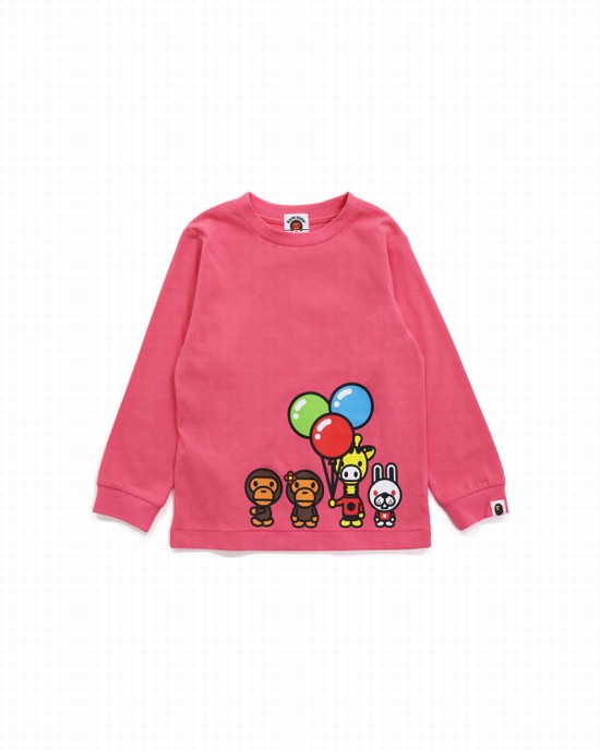 Camiseta Bape Milo & Friends L/S Niños Rosas | 604971-BDM