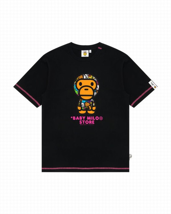 Camiseta Bape Milo Hombre Negros | 928537-KUB