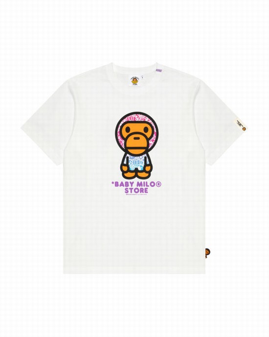 Camiseta Bape Milo Mujer Blancos | 691287-HUV