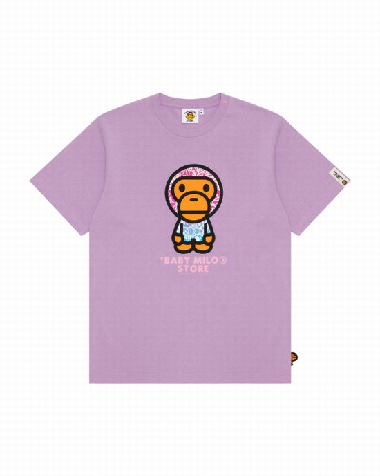 Camiseta Bape Milo Mujer Morados | 273581-FUD