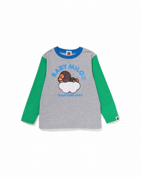 Camiseta Bape Milo Sleep On Cloud L/S Niños Grises | 349062-EJT