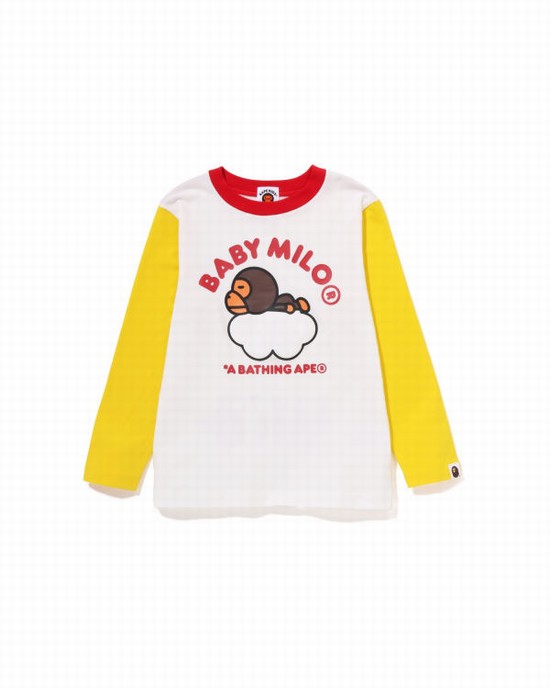 Camiseta Bape Milo Sleep On Cloud L/S Niños Blancos | 420195-CVR