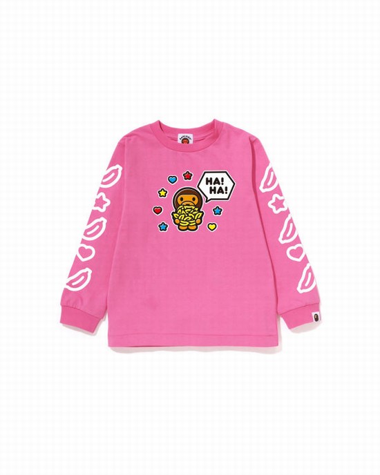 Camiseta Bape Milo Speech Balloon L/S #1 Niños Rosas | 687492-KMD