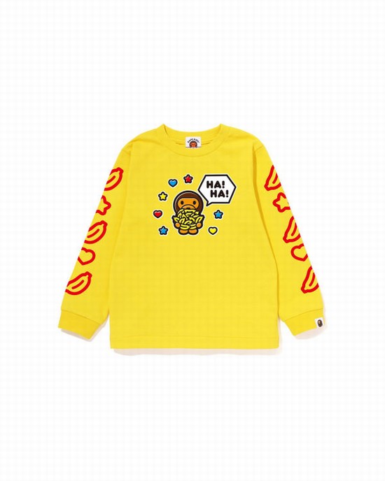 Camiseta Bape Milo Speech Balloon L/S #1 Niños Amarillos | 759204-OJC