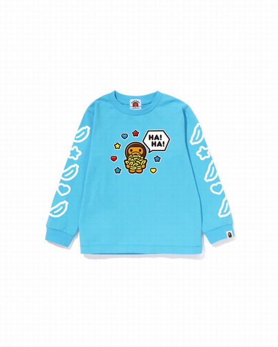 Camiseta Bape Milo Speech Balloon L/S #1 Niños Azules | 851496-YWU