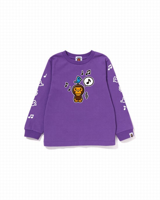 Camiseta Bape Milo Speech Balloon L/S #2 Niños Morados | 269718-JYV