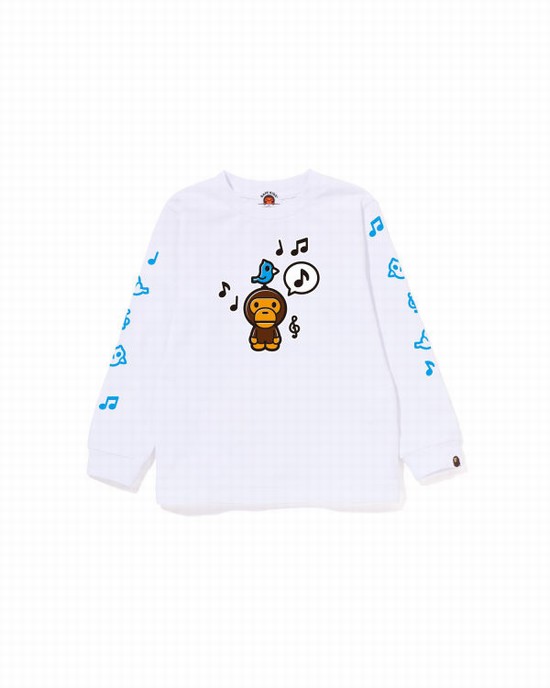 Camiseta Bape Milo Speech Balloon L/S #2 Niños Blancos | 275413-OZA