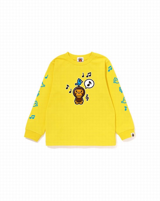 Camiseta Bape Milo Speech Balloon L/S #2 Niños Amarillos | 647193-ZUR