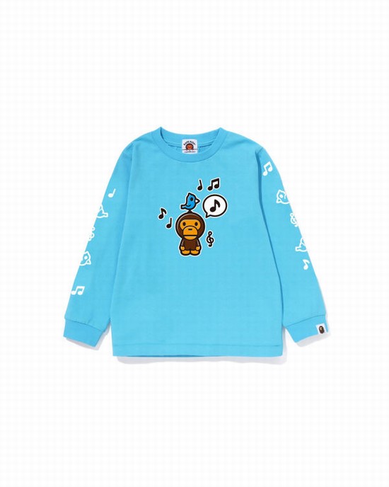 Camiseta Bape Milo Speech Balloon L/S #2 Niños Azules | 893617-UNC