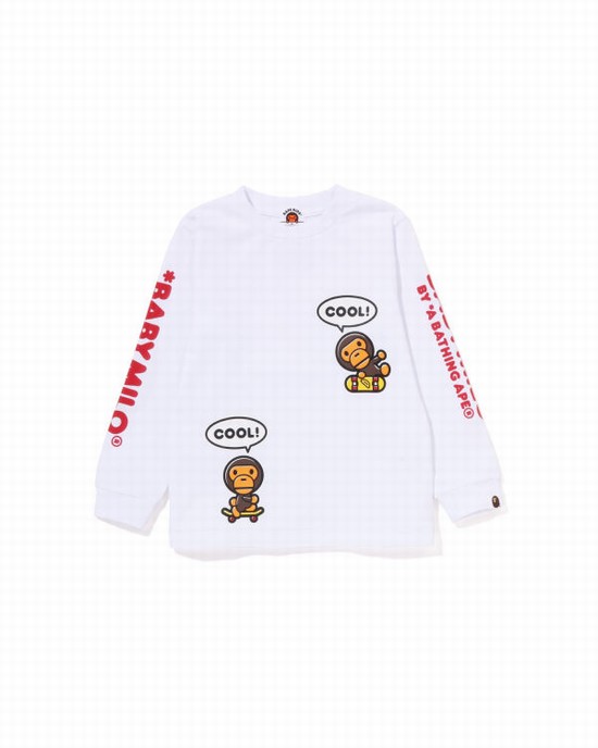 Camiseta Bape Milo Speech Balloon L/S #3 Niños Blancos | 023468-HVJ