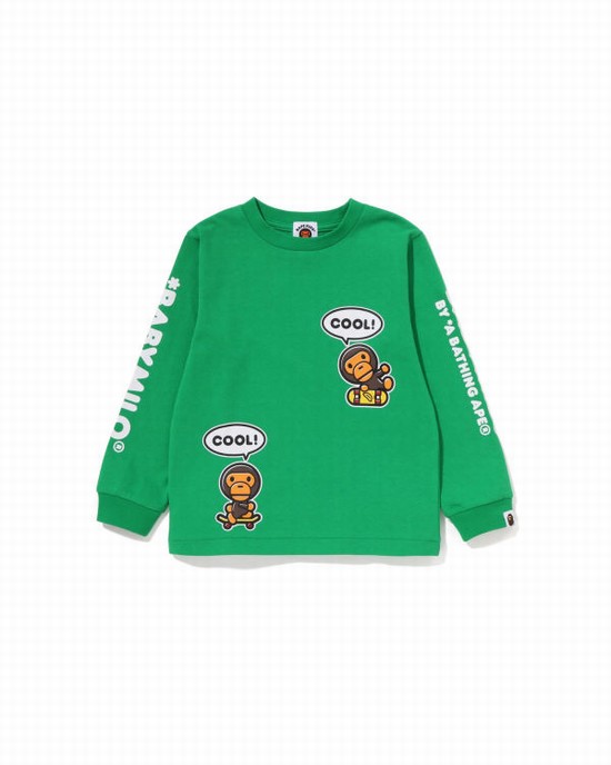 Camiseta Bape Milo Speech Balloon L/S #3 Niños Verde Menta | 247819-RQK