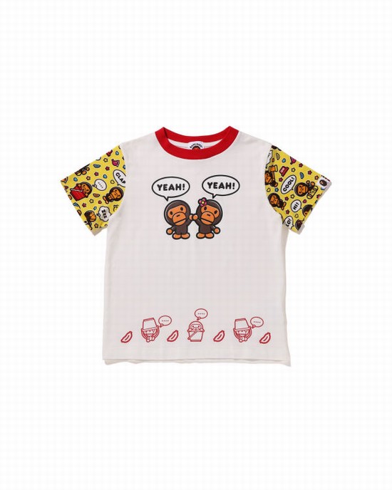 Camiseta Bape Milo Speech Balloon Milo Lisa Niños Blancos | 742538-ACI