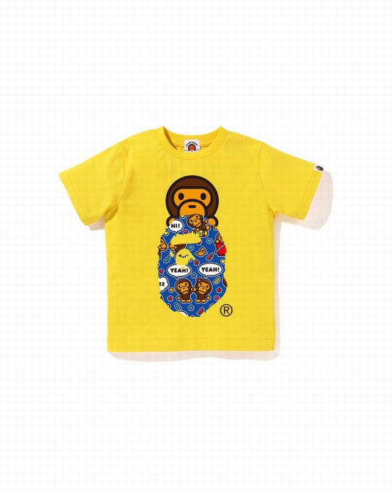 Camiseta Bape Milo Speech Balloon Milo On Ape Head Niños Amarillos | 987314-DOW