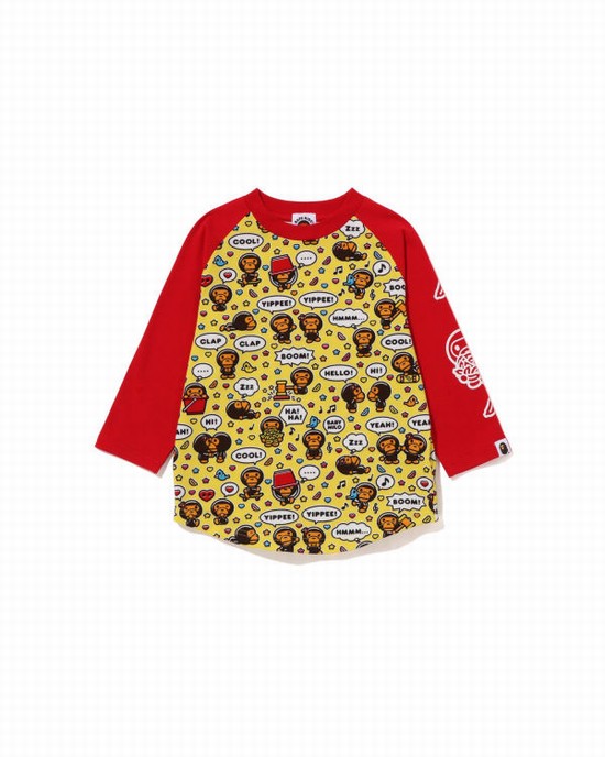 Camiseta Bape Milo Speech Balloon Raglan 3/4 Sleeve Niños Rojos Claro | 029675-OFZ