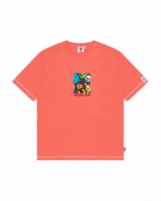 Camiseta Bape Milo box logo print Hombre Rosas | 014385-LPA