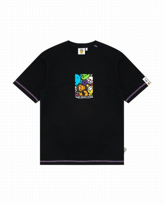 Camiseta Bape Milo box logo print Hombre Negros | 742690-XYM