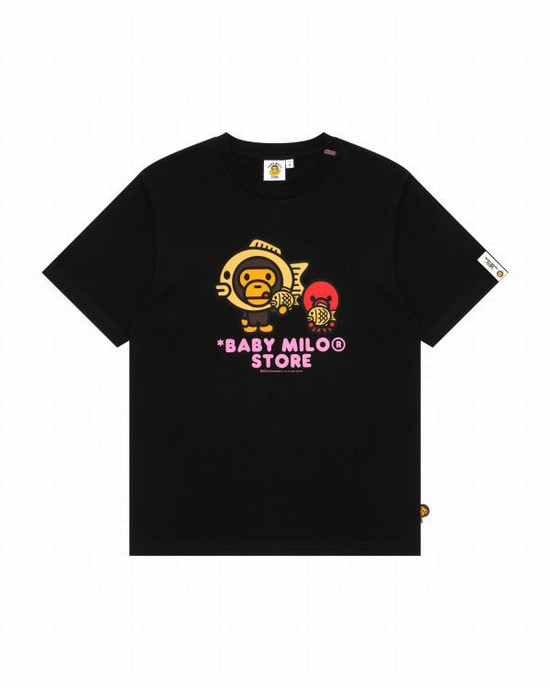 Camiseta Bape Milo graphic Mujer Negros | 081273-RAJ