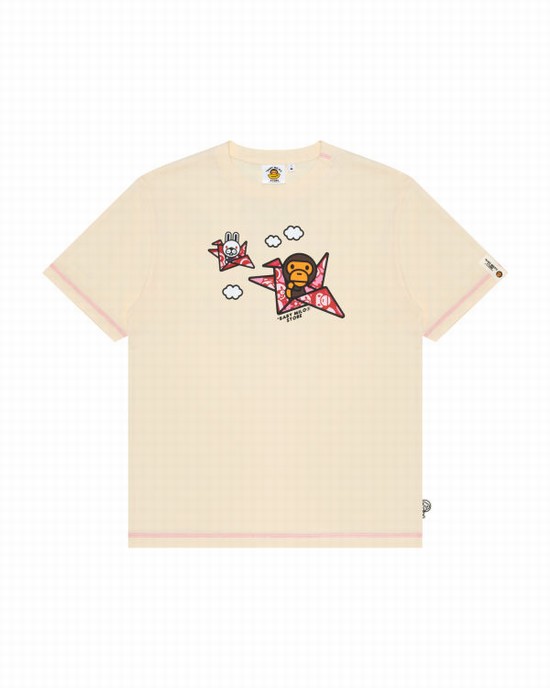 Camiseta Bape Milo print Hombre Creme | 769425-IMK