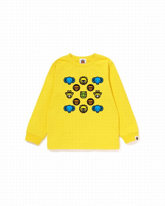 Camiseta Bape Milogram L/S Niños Amarillos | 495732-LHY