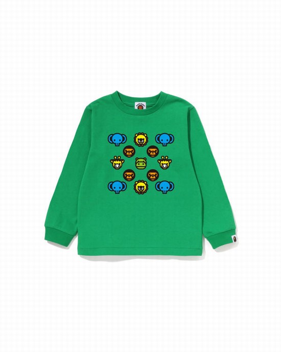 Camiseta Bape Milogram L/S Niños Verde Menta | 137654-GRI