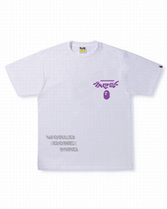 Camiseta Bape Multi Logo #1 Hombre Blancos | 519327-WLU