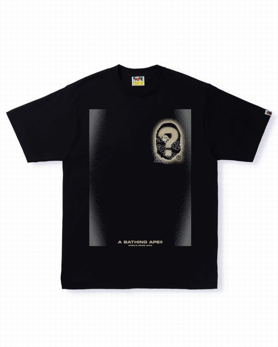 Camiseta Bape Multi Logo #3 Hombre Negros | 976314-DRS